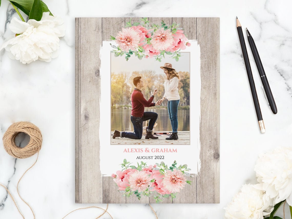 Wedding Planner | Premium Smyth-Sewn Bride Organization Keepsake Rustic Pink Peonies