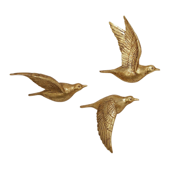 Gold Coastal Birds Wall Decor 3 Piece - Small by World Market
