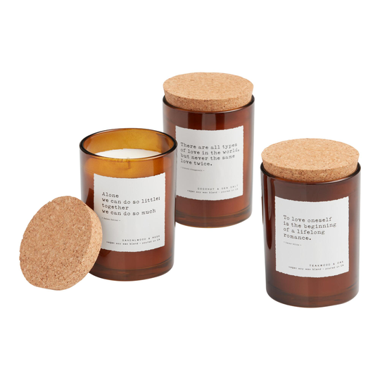 Amber Glass Quotes Scented Candle: Brown - Soy Wax by World Market