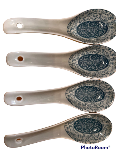 Antique Green Vine Spoon Collection 4 Spoons