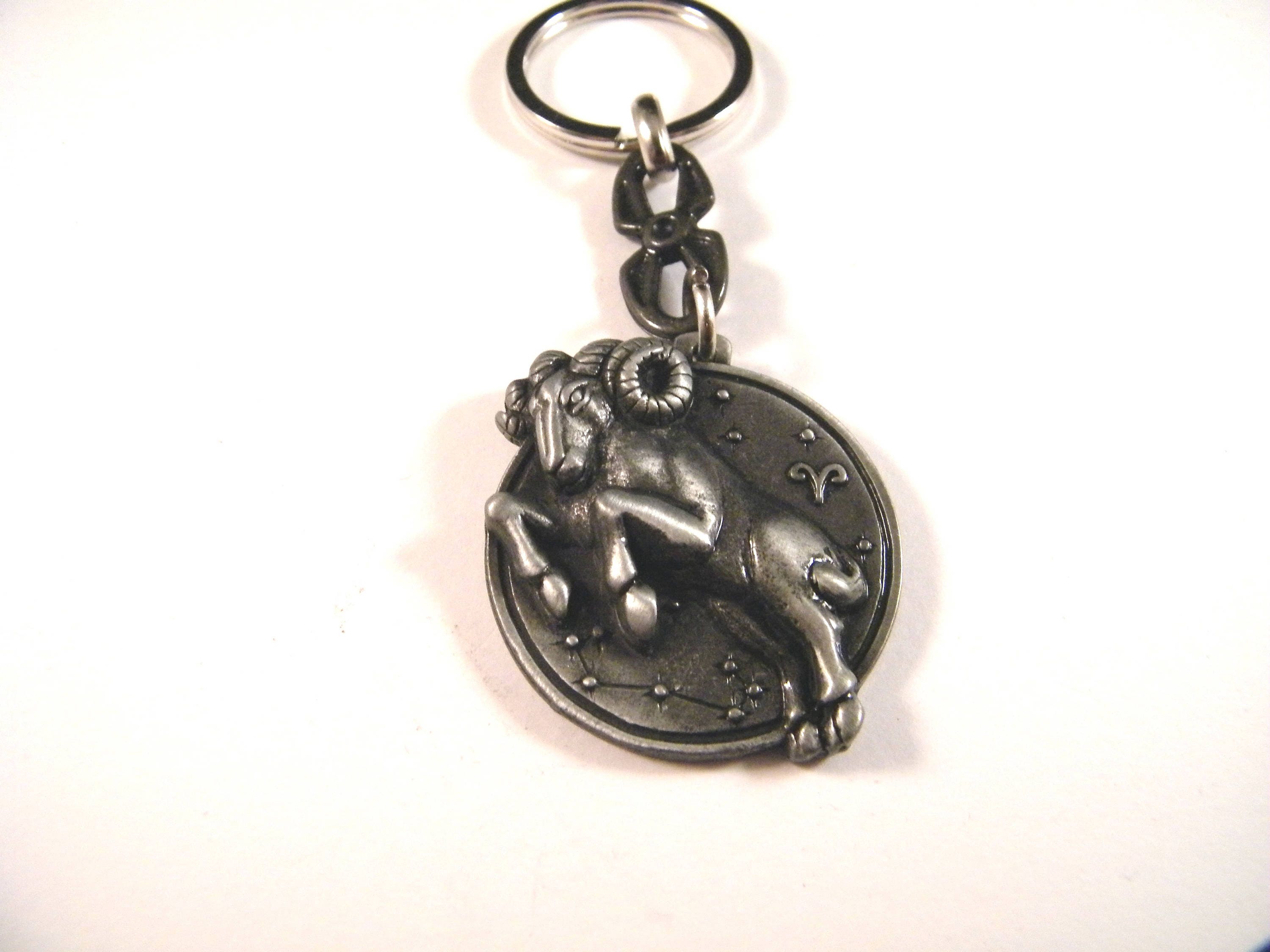 Zodiac Keychain, Aries Keyring, Astrology Sign, Horoscope Birthday Gift, Jewelry, Bag Charm Pendant, Ram Car Accessory