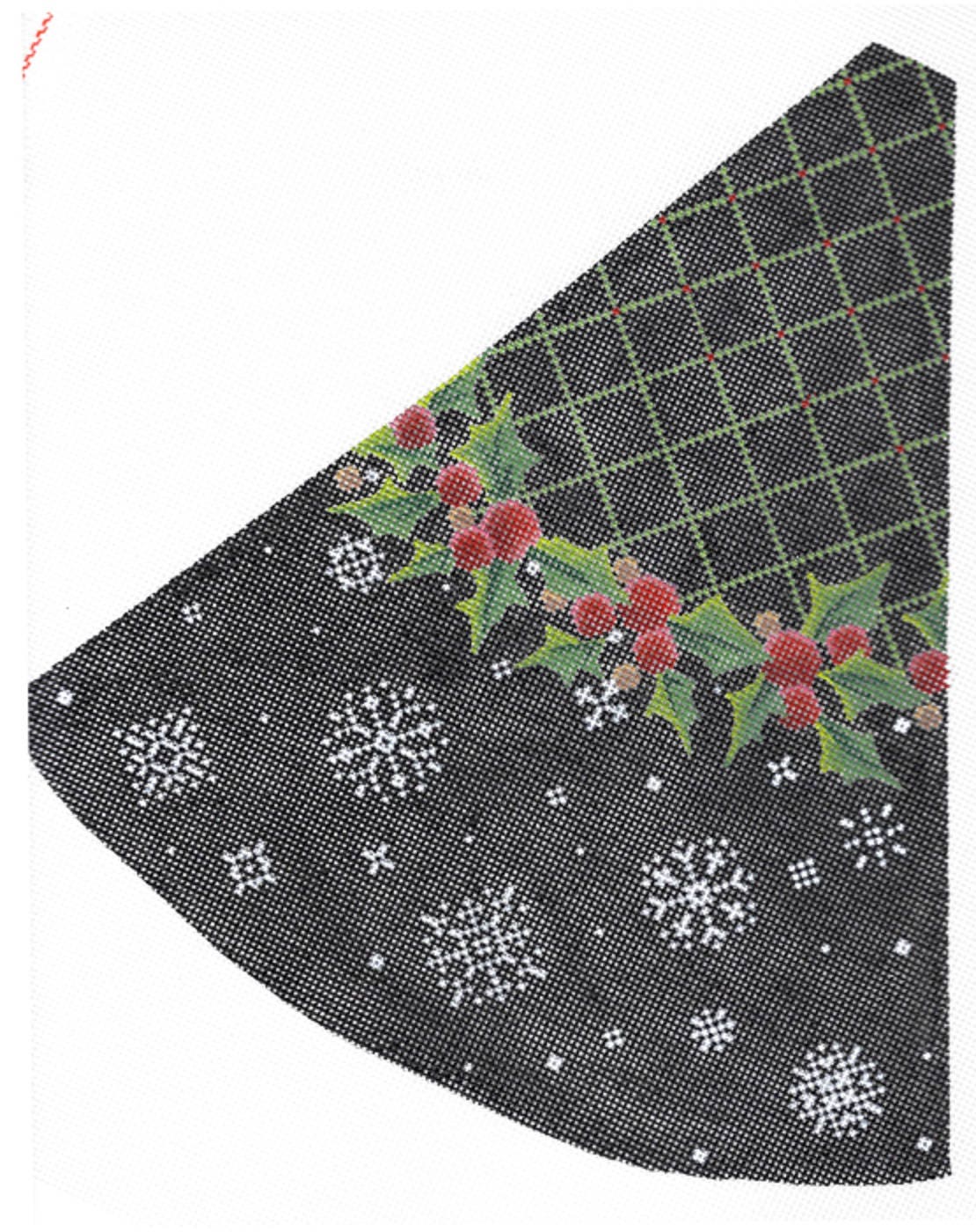 Handpainted Needlepoint Christmas Kelly Clark Holly Pillar Tree 12x13 -Free Us Shipping