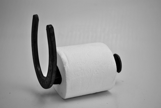 Toilet Paper Holder, Railroad Spike Horseshoe Rustic Holder
