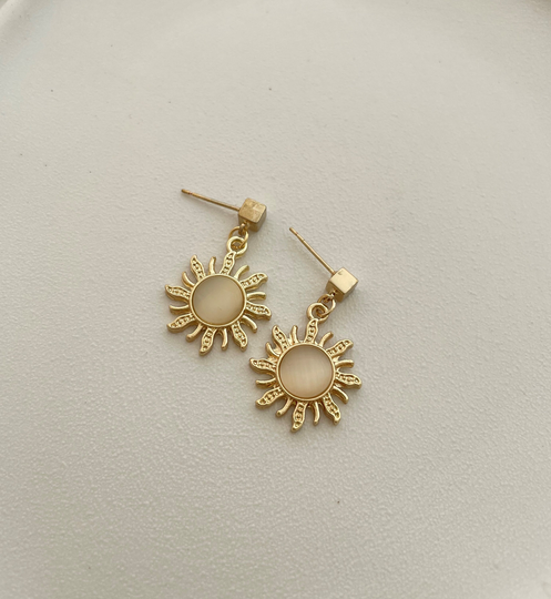 Gold 30mm Sun Stud Post Earring Dangle Earrings Simple Everyday/Gift For Her