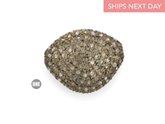Pave Diamond Antique Oxidized Bead, | 18-Db