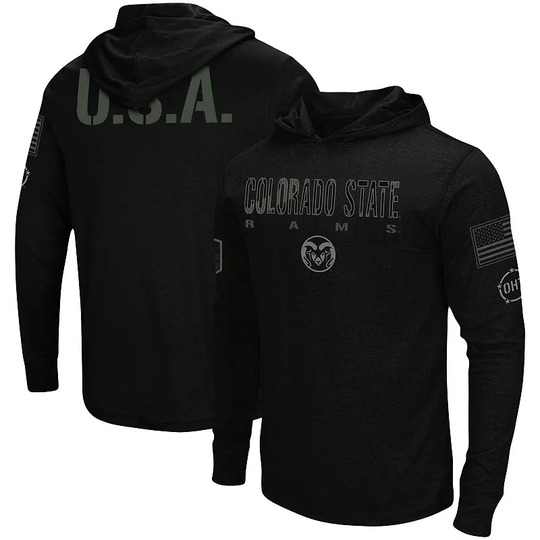 Men's Colosseum Black Colorado State Rams OHT Military Appreciation Hoodie Long Sleeve T-Shirt, Size: 3XL, CST Black