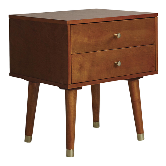 Light Walnut Wood Caleb Accent Table with 2 Drawers: Brown by World Market