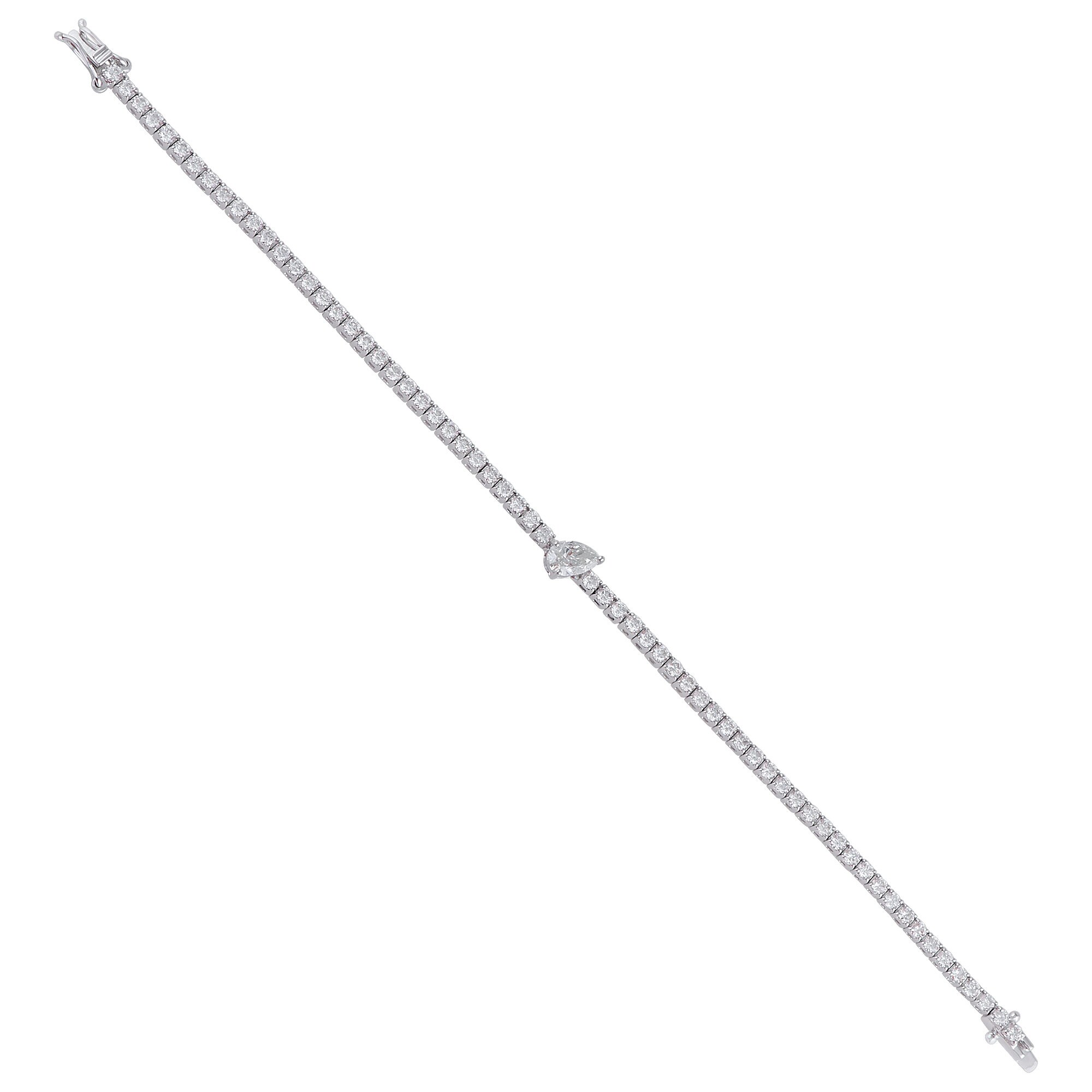 On Sale 3.00 Cts Round & Pear Diamond Tennis Bracelet Anniversary 14K White Gold Wedding Jewelry Gifts For Her