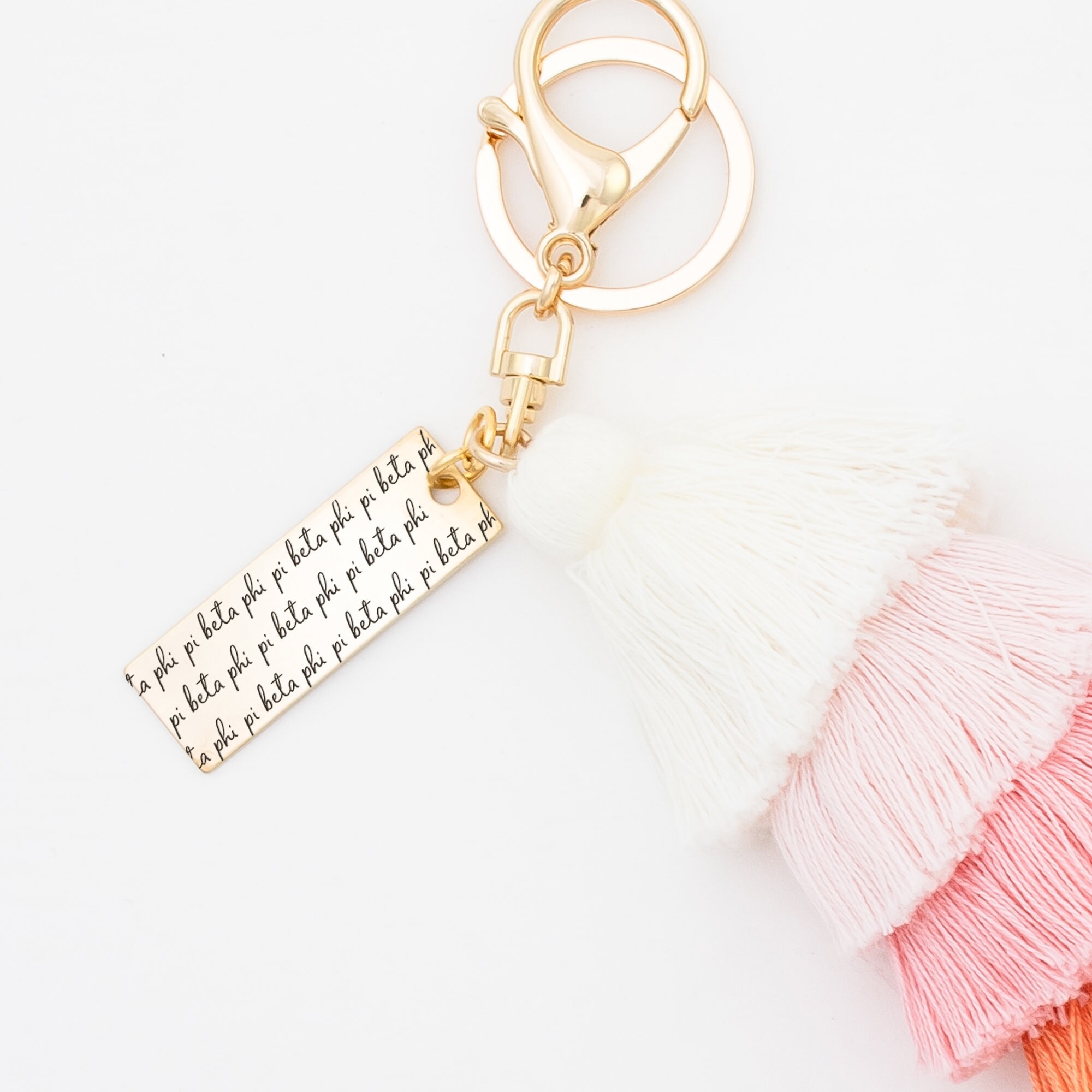 Pi Beta Phi Keychain, Tassel Piphi Sorority Gift, Pi Phi Key Chain With Ombre Tassel, Big Little Gift