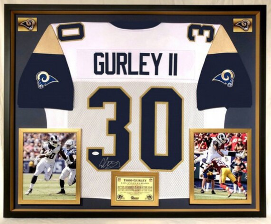 Premium Framed Todd Gurley Autographed/Signed Rams Jersey - Jsa Auth | White