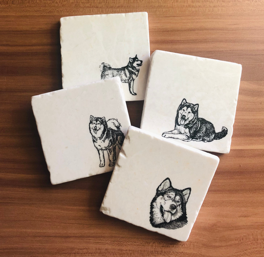 Alaskan Malamute Coasters ~ Gifts Dog Marble Pet Gift Housewarming