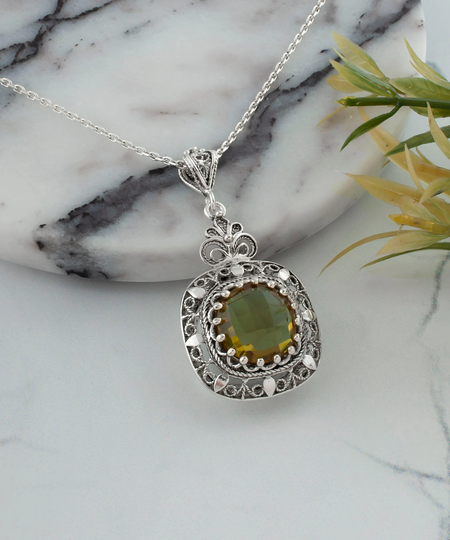 Alexandrite Gemstone Silver Boho Pendant Necklace, 925 Sterling Artisan Made Filigree, Color Changing Goth Woman Handmade Jewelry