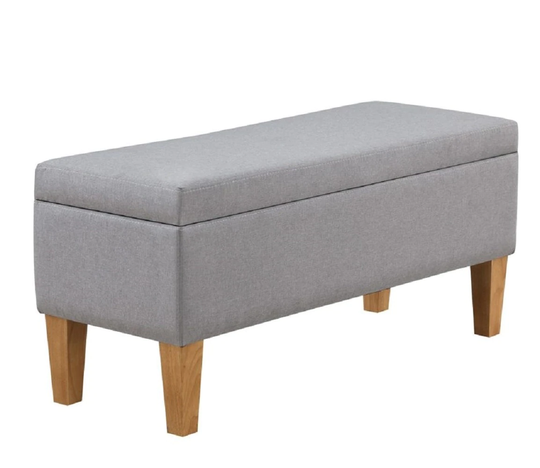 Boraam Industries Becky Midcentury Gray Polyester/Polyester Blend Rectangle Integrated Storage Ottoman | 3651108