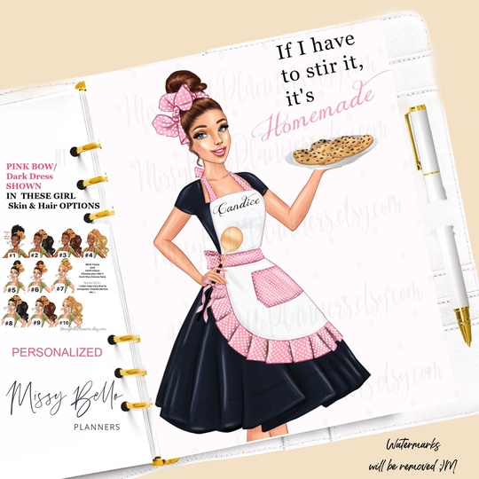 Baking Cookies Girl Planner Dashboard Insert/Cover Pmmm Gm Agenda, Cover, A5 Dashboard, Personal Planner, Happy Planners