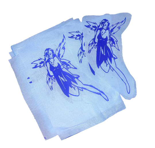 Fairy Blue Patch 10x4 In. Goth Punk Screen Print Sew On Fabric