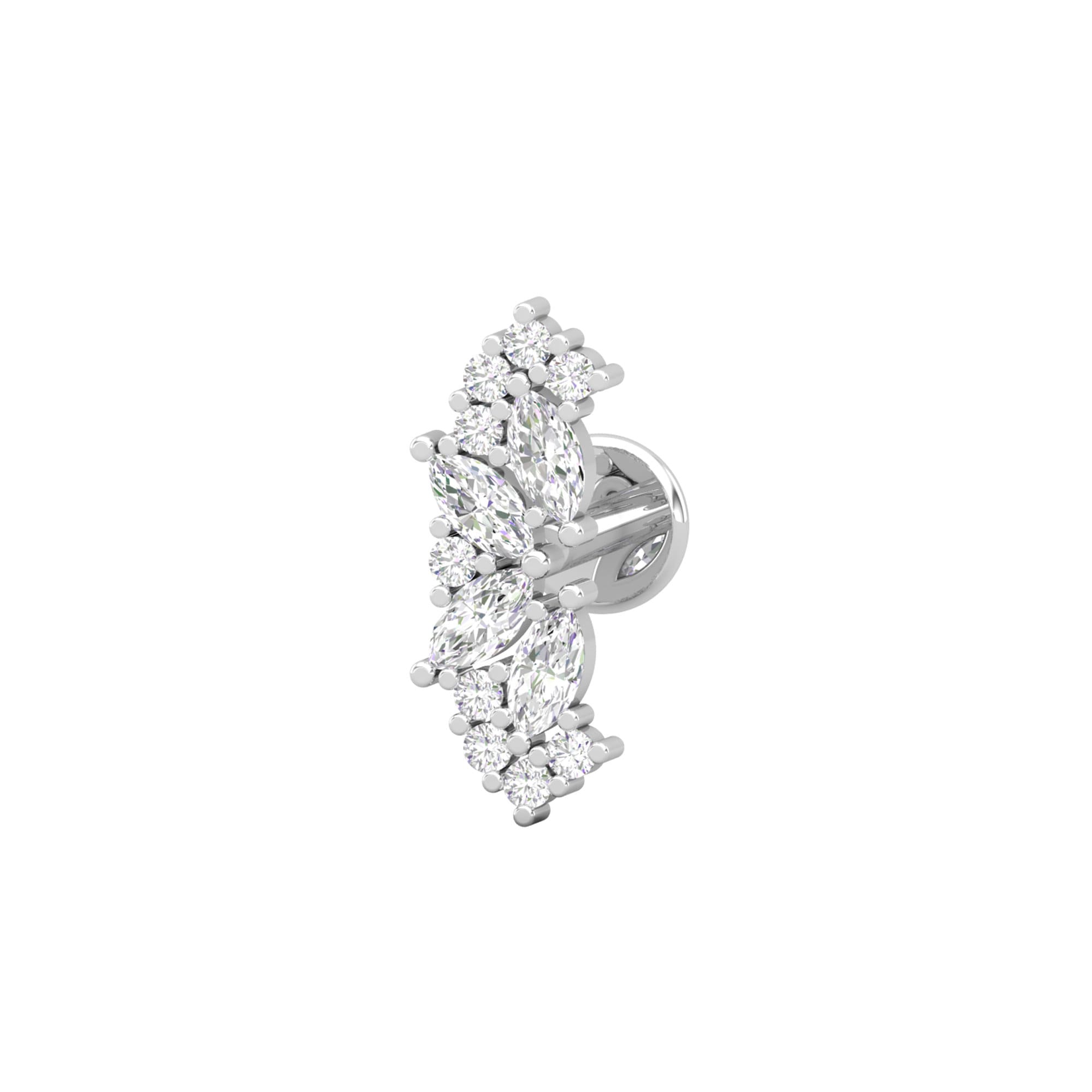 Diamond Lobe Piercing, Tragus Earring, Solid Gold Earrings For Women, Marquise Earrings, Gift Her