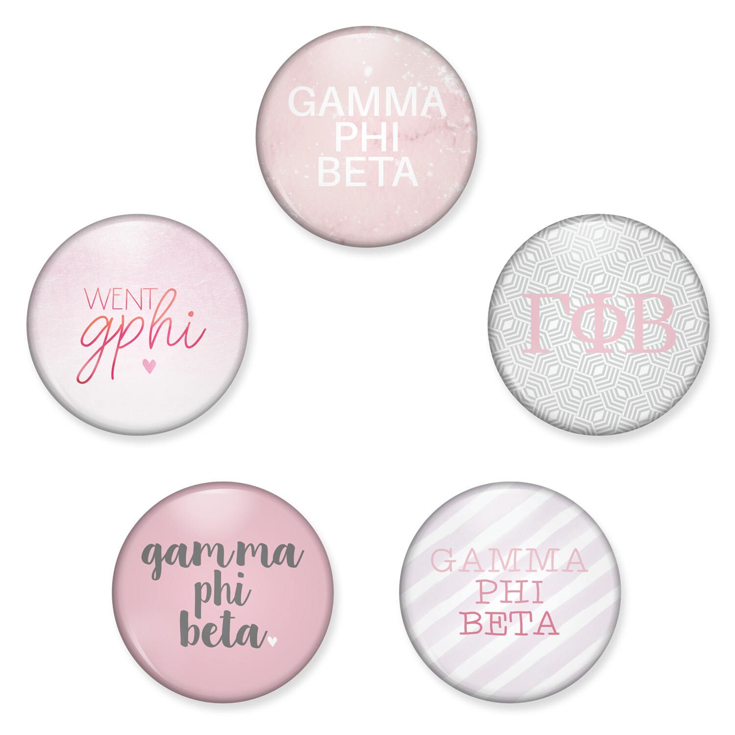 Gamma Phi Beta Button Set, Gphi Pin Back Buttons, Sorority Pack, Gphib Magnet Magnet, Bid Day