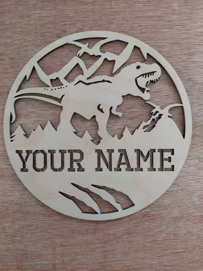 Personalized Wood Dinosaur Wall Sign Bedroom Door Sign. T Rex. T Rex #1
