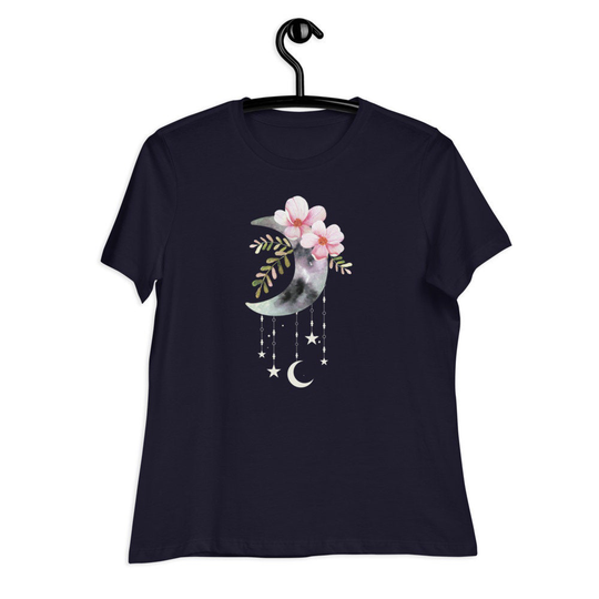 Flowery Moon Shirt, Boho Clothing, Flower Aesthetic Clothing, Hippie T Nature, Women's, Tumblr, Tees