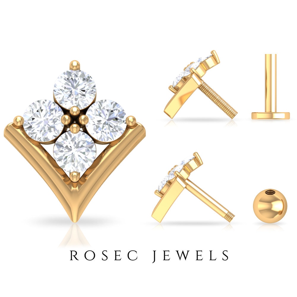 1/4 Ct Diamond Cluster Studs, Dainty Earrings, Flower Stud, Conch Earring, Earrings