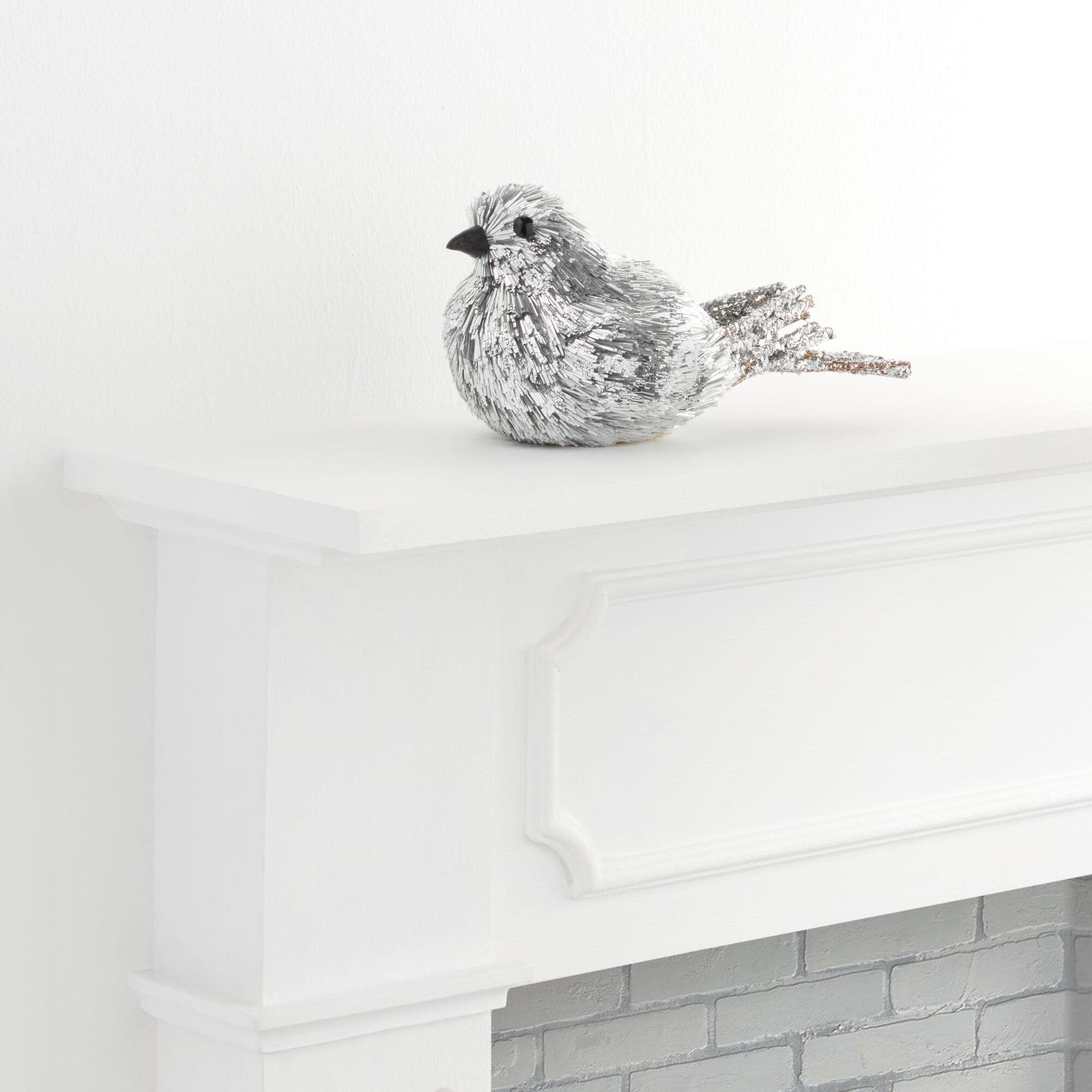 Pier Place Silver Tinsel Bird Decor - Sisal by World Market