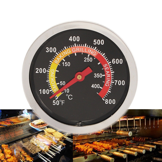 Stainless Steel BBQ Grill Thermometer Barbecue Temperature Gauge Measuring Tool