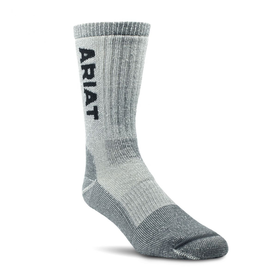 ARIAT Unisex Midweight Merino Wool Blend Steel Toe Work Socks Grey - AR2187-050 - Grey, Large