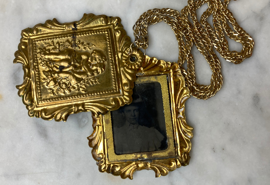 Victorian Slide Locket With Tintype Photo