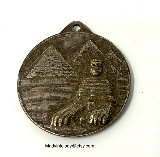 Vintage Eastman Egypt Egyptian Medallion Charm Badge Medal Camel Pyramid Sphinx Cairo Tour Agency Group Travel