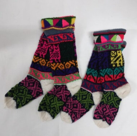 Hand Knitted Socks. Wool Blend Bright Socks. Andes On My Mind . Only 2 Pairs Available. Children