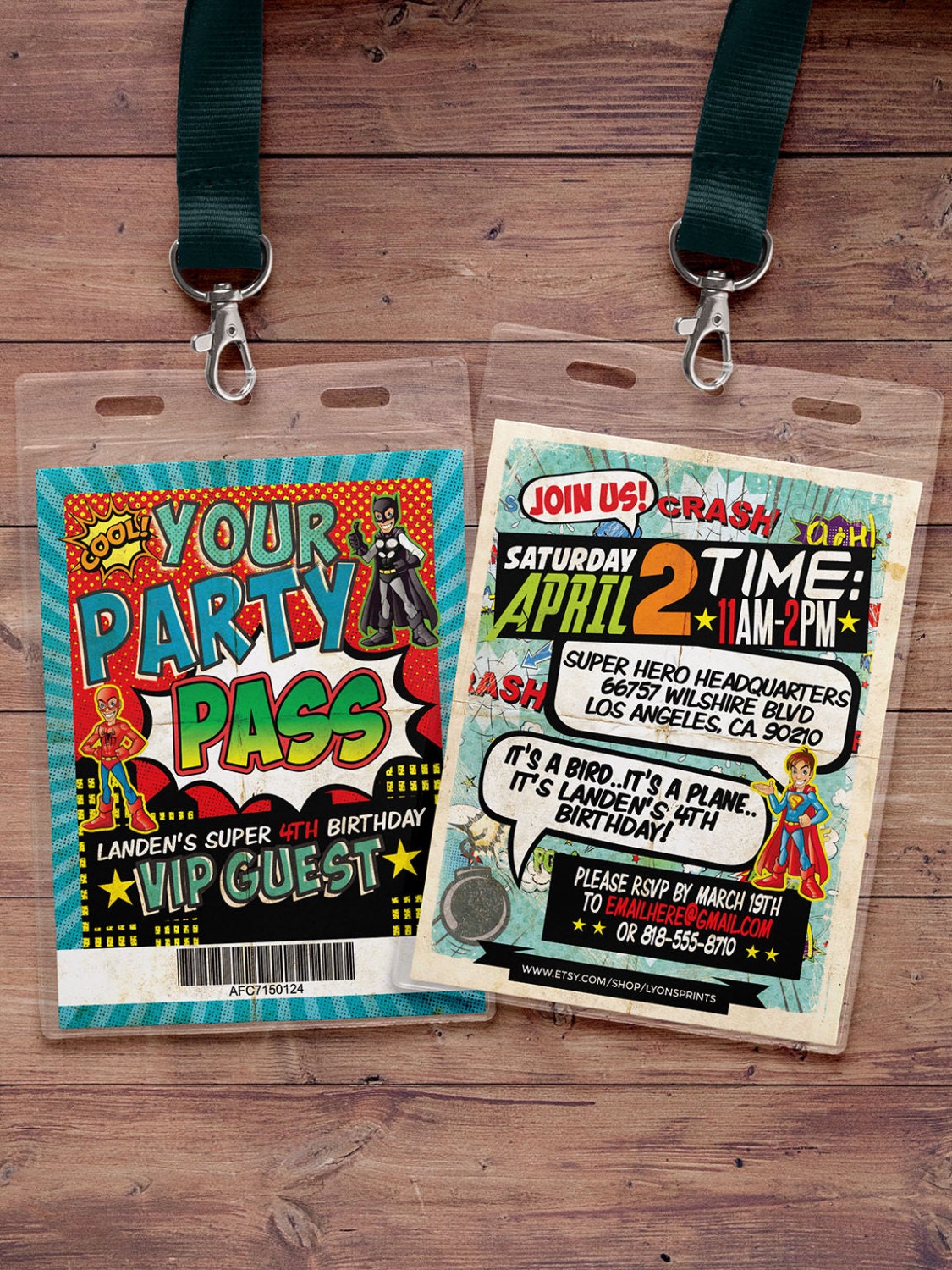 Super Hero Party Invitation, Boy Birthday Invitations, Comic Retro Comic, Super Hero Birthday