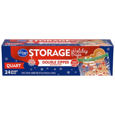 Kroger Double Zipper Quart Storage Holiday Bags - 24.0 ea