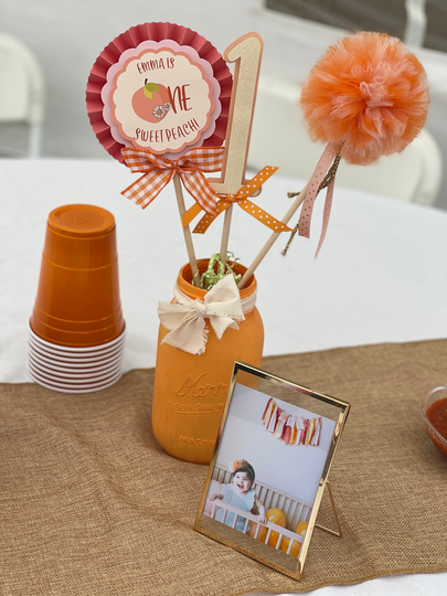 Peach Centerpiece, One Sweet Peach Party Decor, Theme