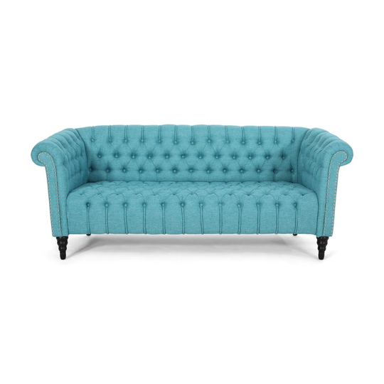 Best Selling Home Decor Barney ville Modern Teal and Black Polyester/Blend Sofa in Blue | 309138