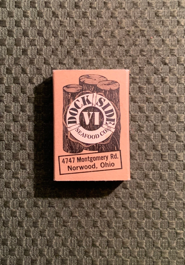 Vintage Matchbook, Dockside Vi, Seafood Restaurant, Norwood, Ohio, Matchbox, with Wooden Match Sticks, Free Ship in Usa