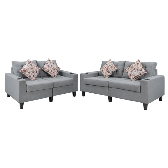 CASAINC Modern Gray Polyester/Blend Loveseat | BH-128EAA