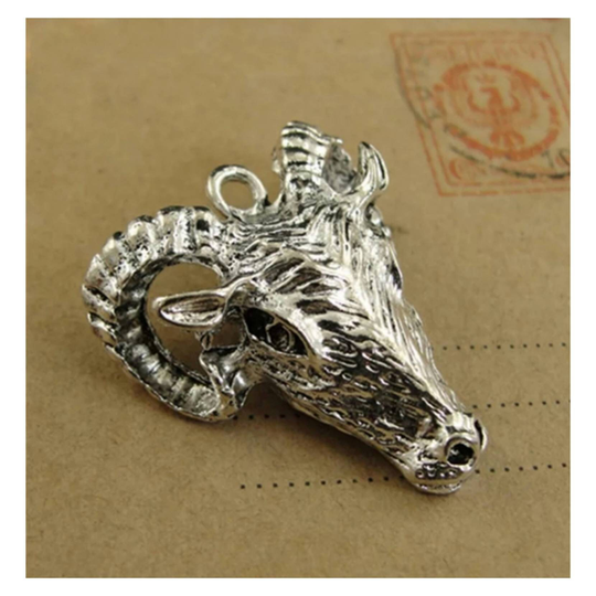 Large Ram Charms Ram's Head Pendants Goat Animal Jewelry Supplies 30x30mm Substantial