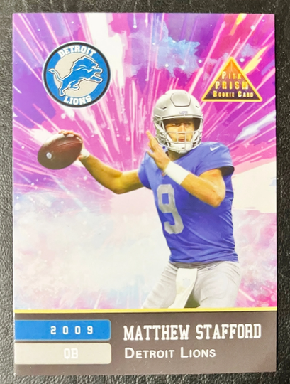 2009 Rookie Gems Matthew Stafford Pink Prism Custom Card - Mint Condition Detroit Lions