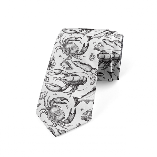 Crabs Men's Tie Sketchy Seafood Pattern Groomsmen Gift For Him Husband Grandfather Classic Accesory Mens Necktie Gifts Men