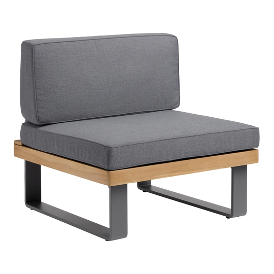 Gray Metal and Wood Alicante II Outdoor Patio Chair: Gray/Natural - Aluminum by World Market