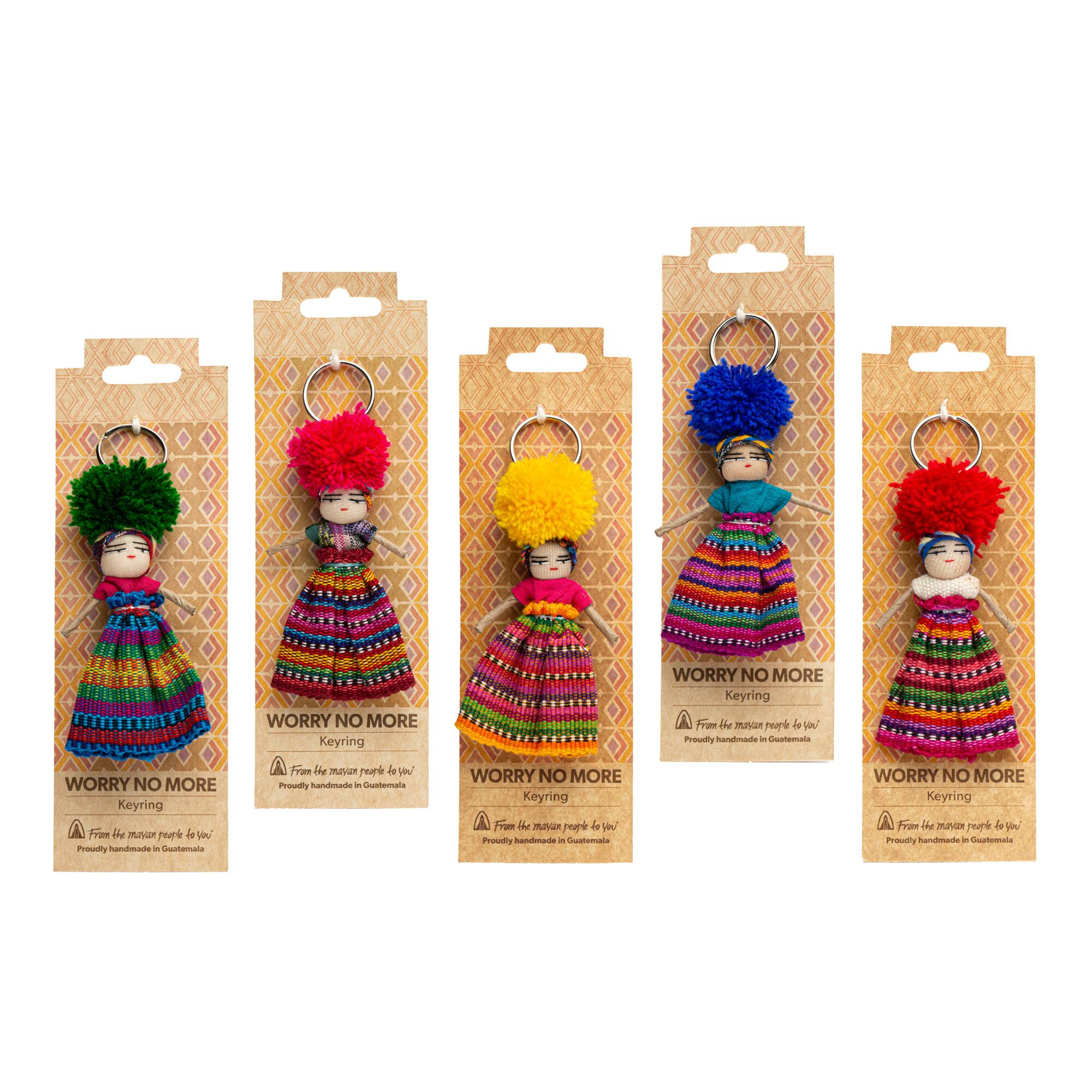 Mayan Worry Doll Keychains Set of 5: Multi - Cotton by World Market