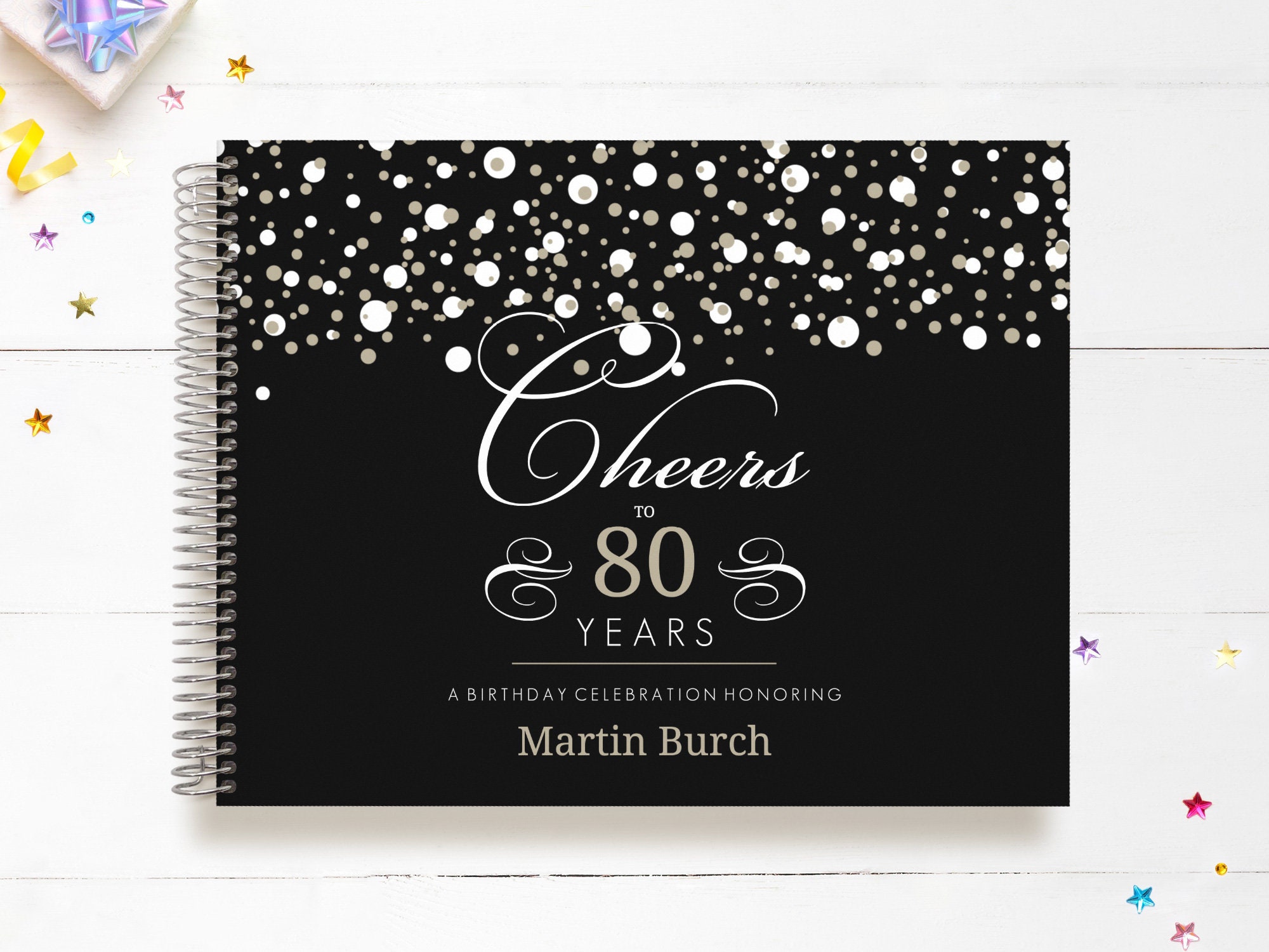 Birthday Guest Book | Guestbook Custom Guestbook Personalized Registry Black & Taupe