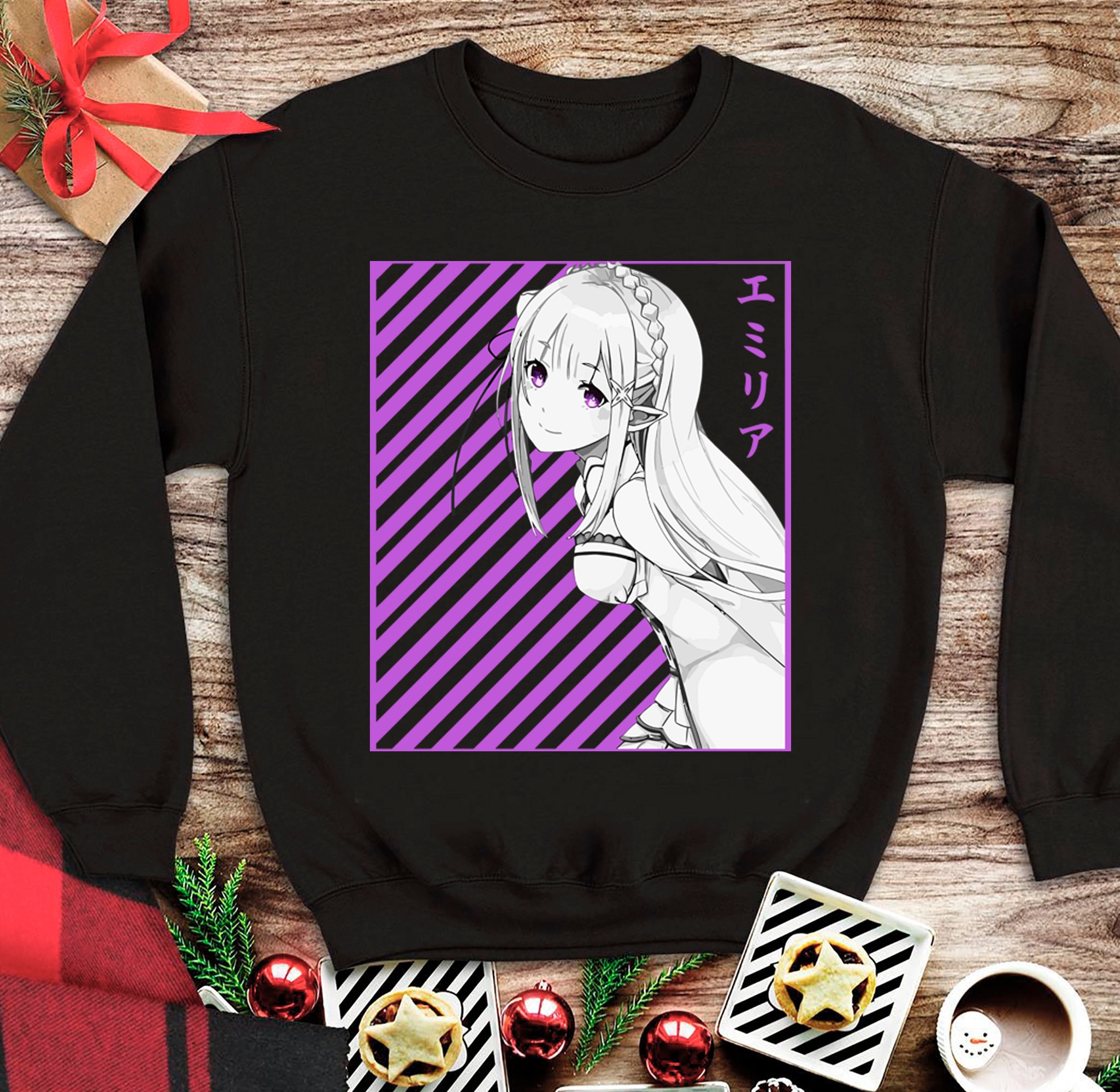 Emilia Re Zero Anime Sweatshirt, Manga Sweater Rezero, Cosplay, Ram & Rem, Subaru Natsuki, Japanese Unisex Sweatshirt
