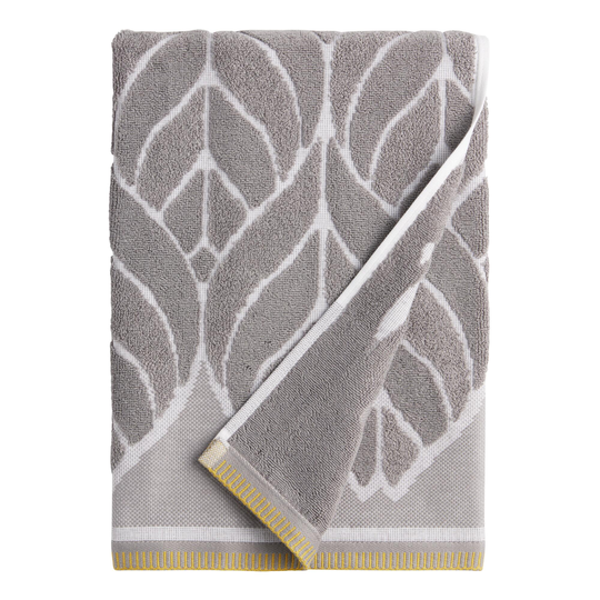 Gray Leaf Sculpted Anise Bath Towel - Cotton by World Market