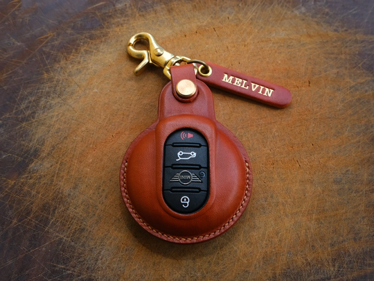 Mini Cooper Key Case - Handcrated Leather Fob Cover For One/ Countryman/ Clubman/ 3 Door/ 5 Door Accessories