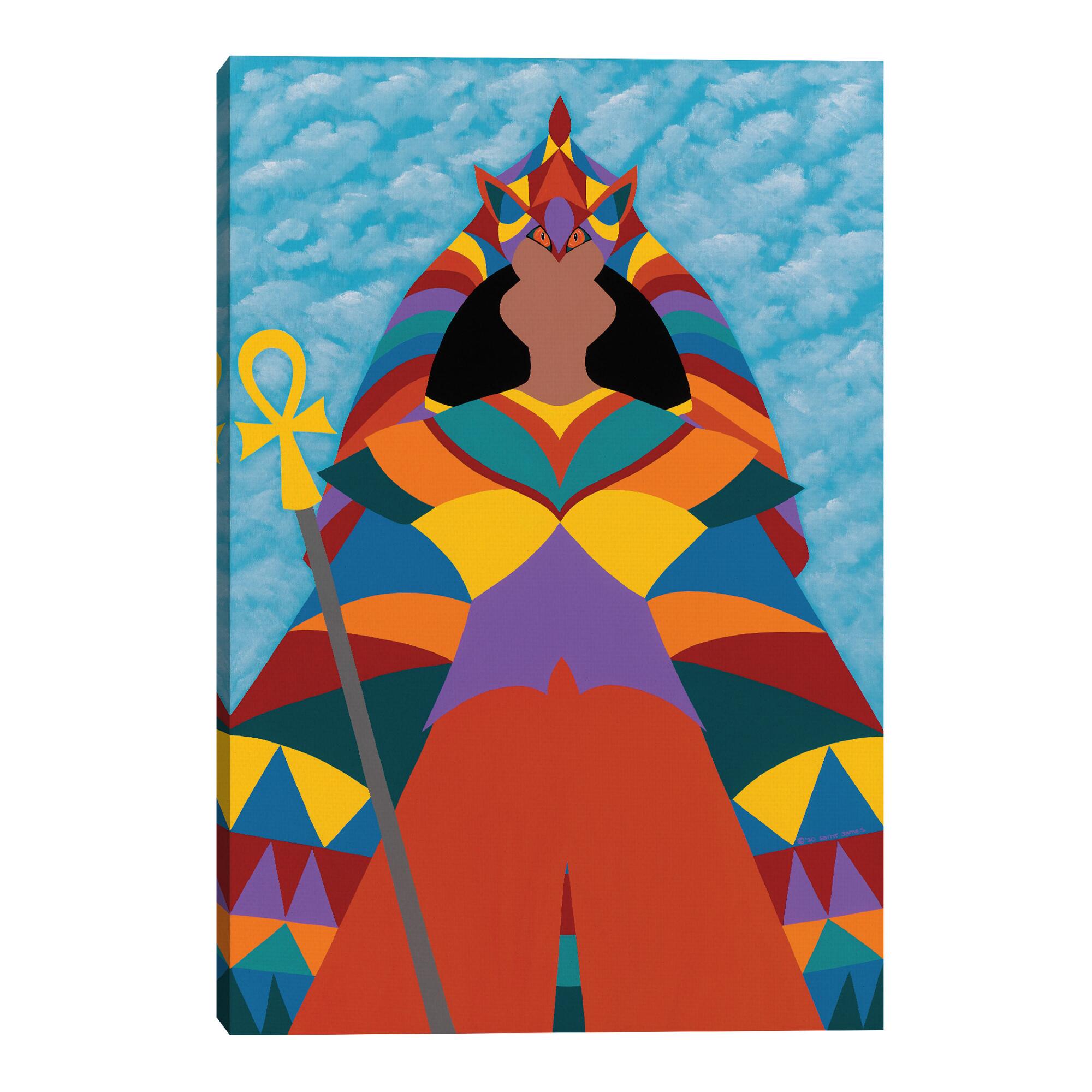 Bastet Egyptian Cat by Synthia SAINT JAMES Canvas Wall Art: Blue/Multi by World Market