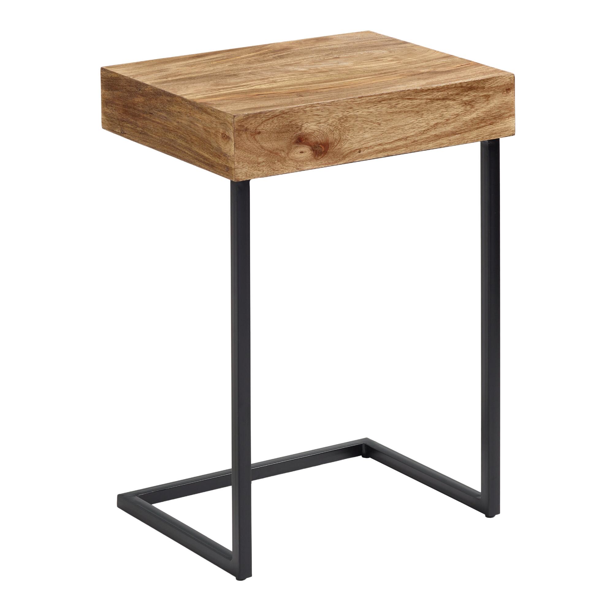Wood Alec Laptop Table with Shelf: Brown - Metal by World Market