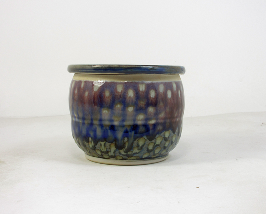French Butter Dish in Purple & Blue With Light Polka Dots