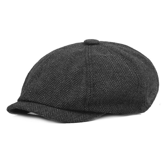 Mens Hat Classic Blend Wool Dome Striped Octagonal Hat Outdoor Daily Newsboy Hat Vintage For Casual Hat 2021 - black grey, m