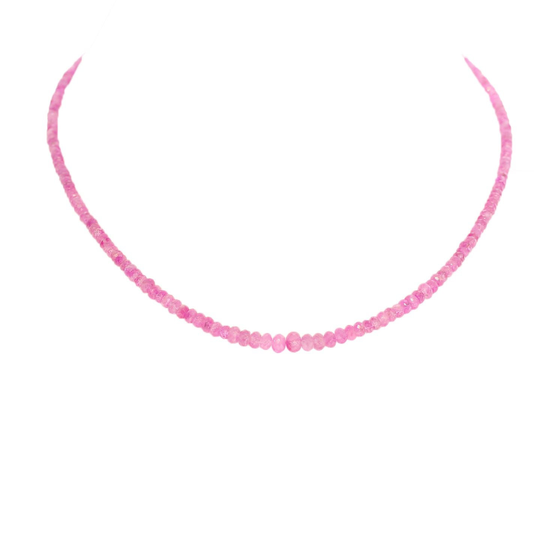 Vibrant Pink Genuine Ruby Faceted Rondelle Necklace